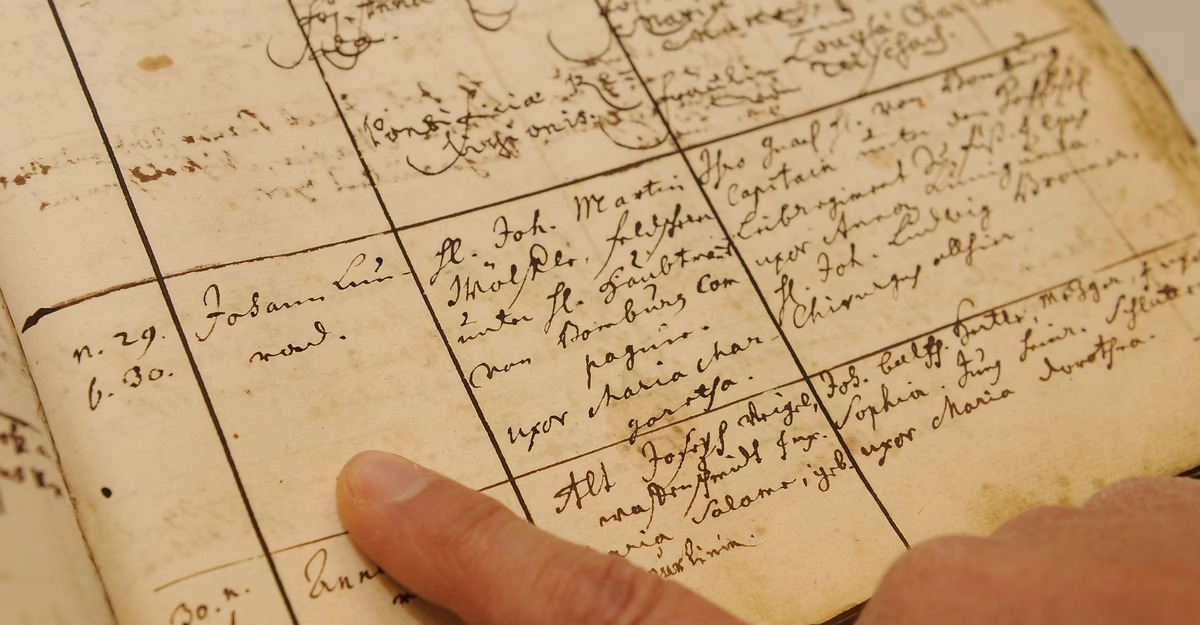 Original handwritten parish baptism register entry